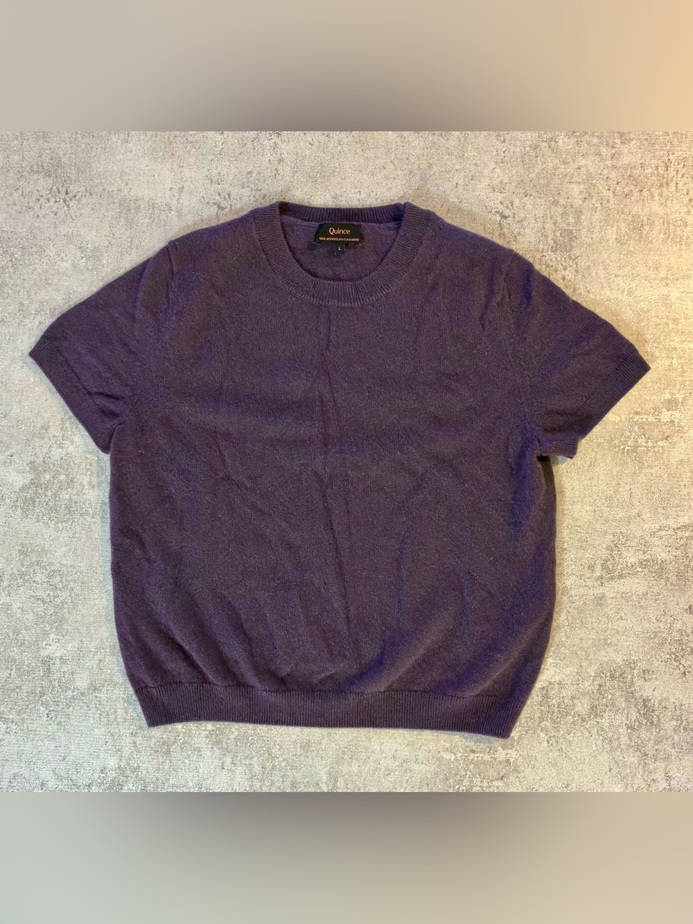Quince women’s Crewneck Short-Sleeve Sweater — Deep Purple 100% Cashmere